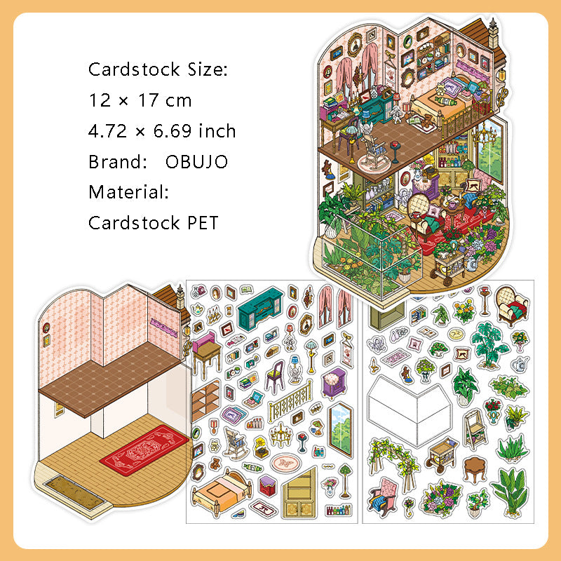 3D Shop House Home Scene DIY Stickers Kit WDXW11