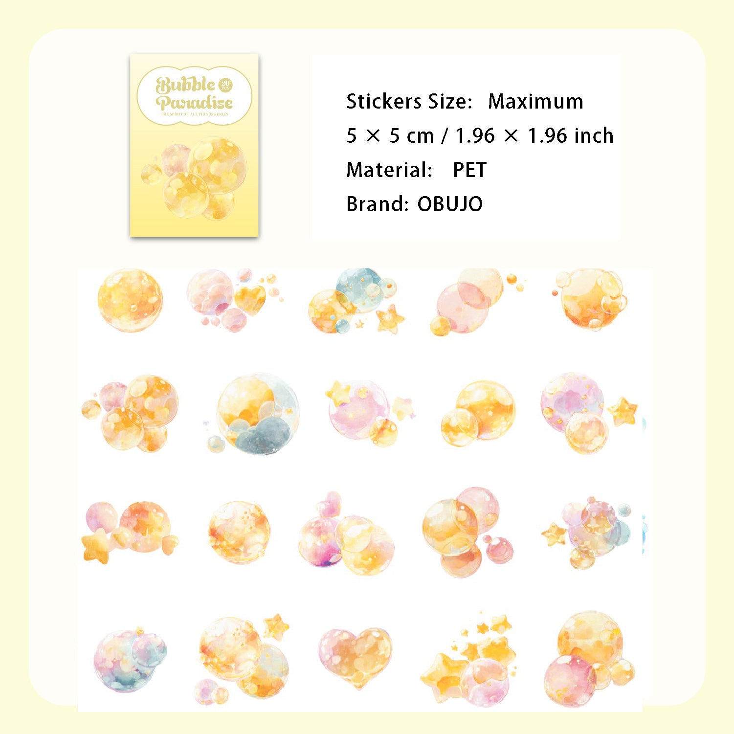 20 Pcs Fantasy Bubble PET Stickers MHPP