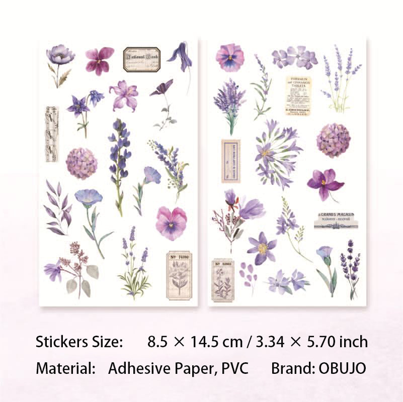 4 Sheets Flower Stickers and Transfer Stickers HJQX