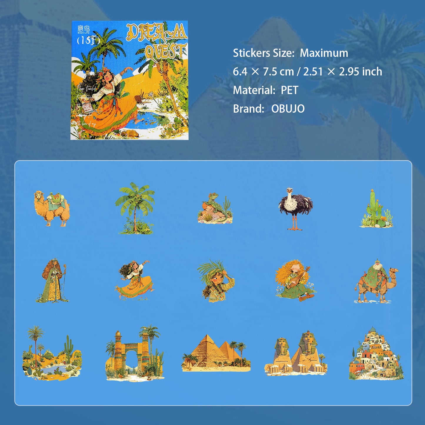 15 Pcs Dreamy Girl PET Stickers XMZL