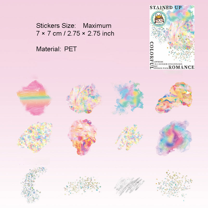 12 Pcs Watercolro PET Stickers RSDCLM