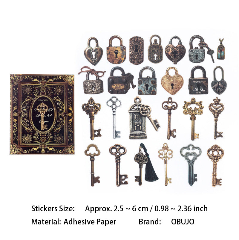 25 Pcs Vintage Key Themed Stickers SMMMB