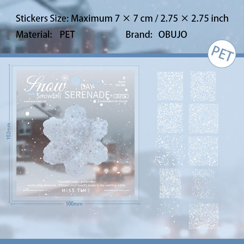 1 Roll Snow Themed PET Stikcers JRYX