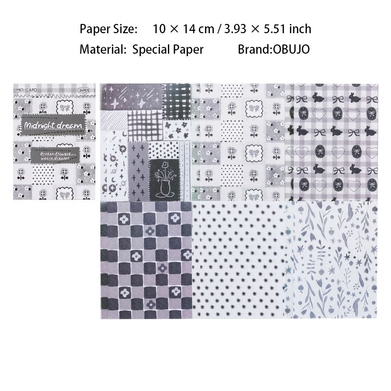 24 Pcs Floral Grid Basic Journal Paper SMZM