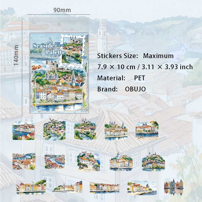 30 Pcs City Town Landscape PET Stickers FJJY