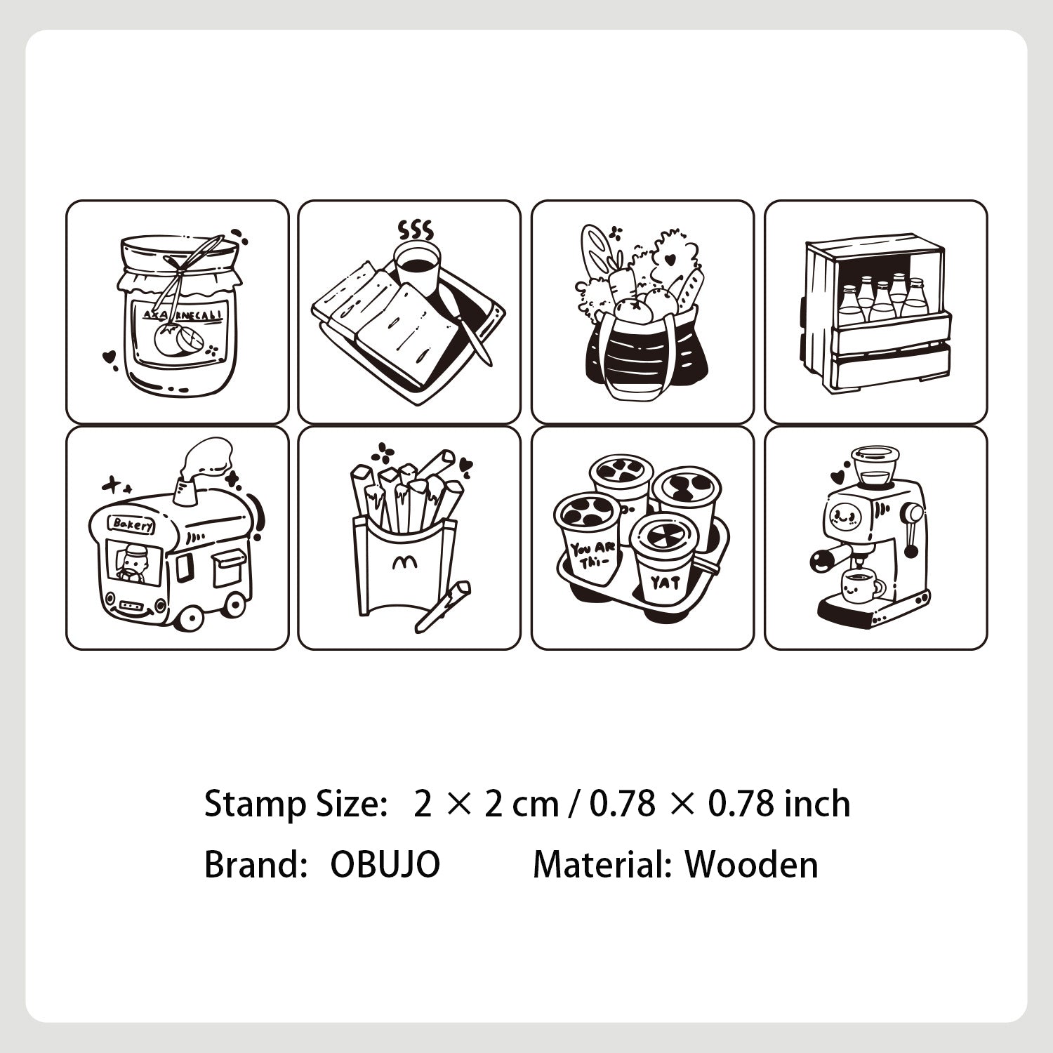 8 Pcs Cute Gadget Wooden Stamps Kit MKQX