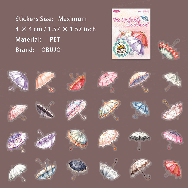 50 Pcs Umbrella PET Stickers YSWSL