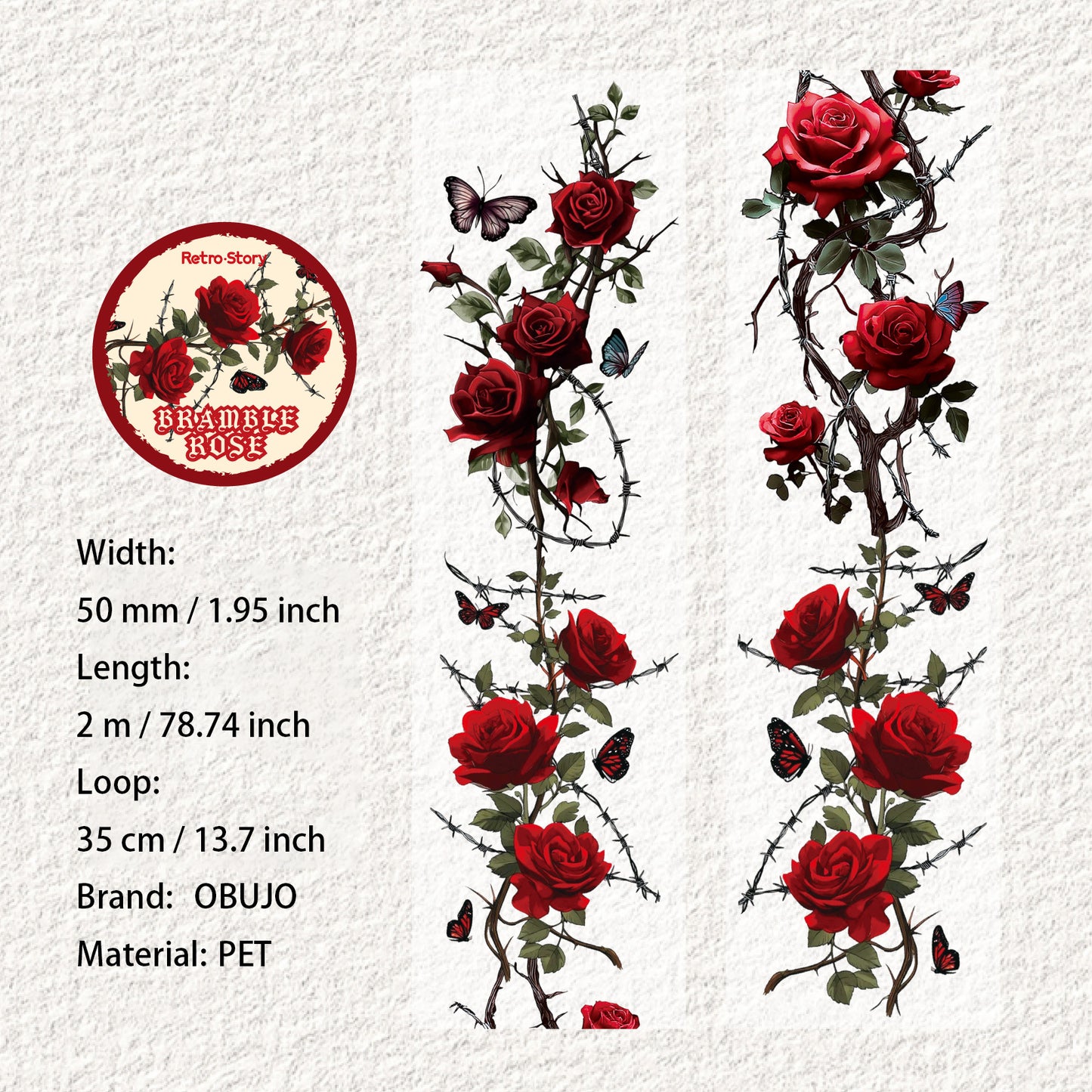 1 Roll Gothic Rose PET Tape JJMG