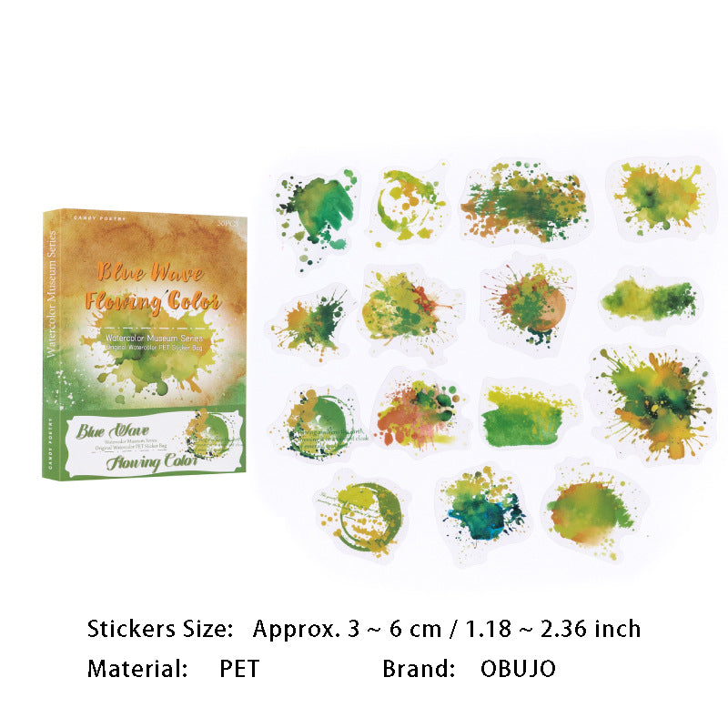 30 Pcs Paint Splash PET Stickers SCBWG