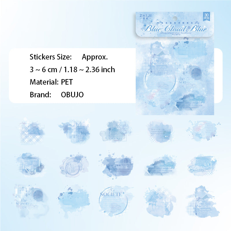 30 Pcs Watercolor Words PET Stickers MRXC