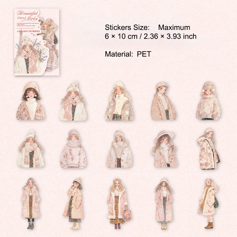 30 Pcs Sweet Girl PET Stickers XDZZ