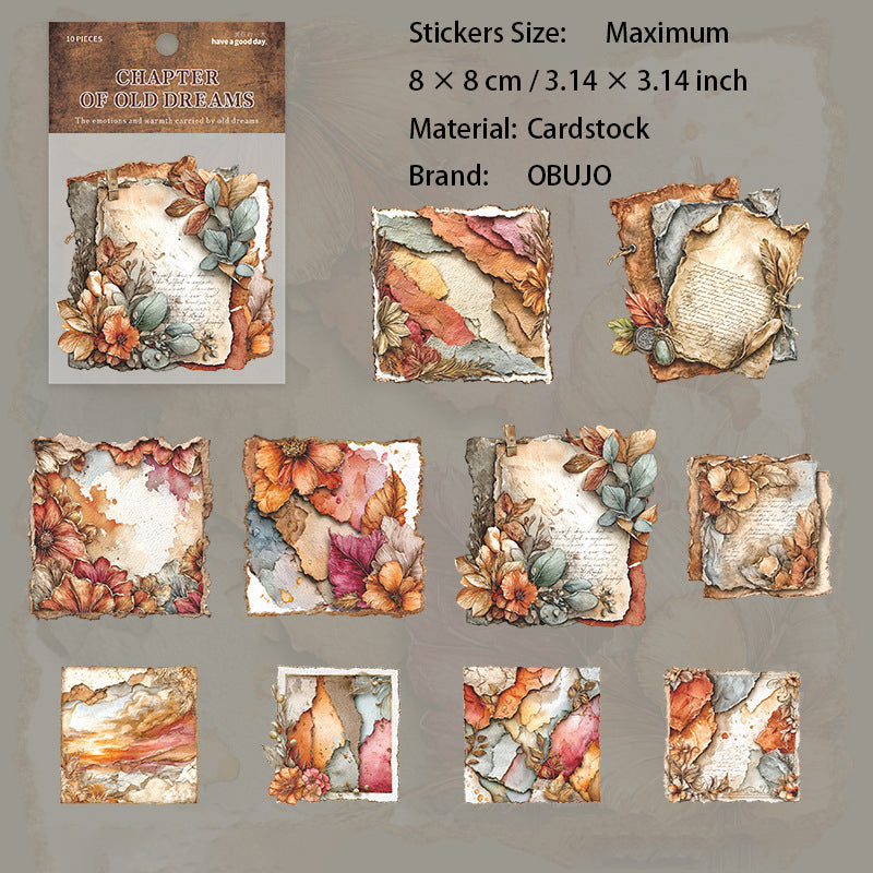 10 Pcs Vintage Cardstock Stickers JYPZ