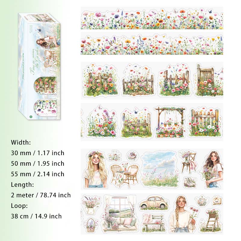 3 Rolls Garden Themed PET Stickers Tape Set HYLSG