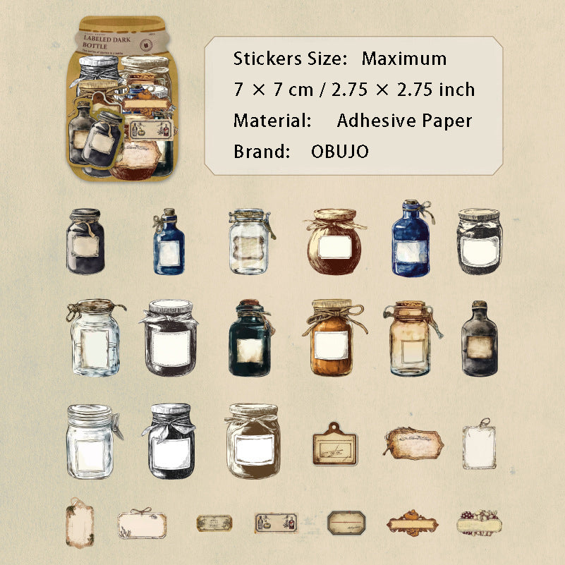25 Pcs Bottle Themed Stickers PZGS