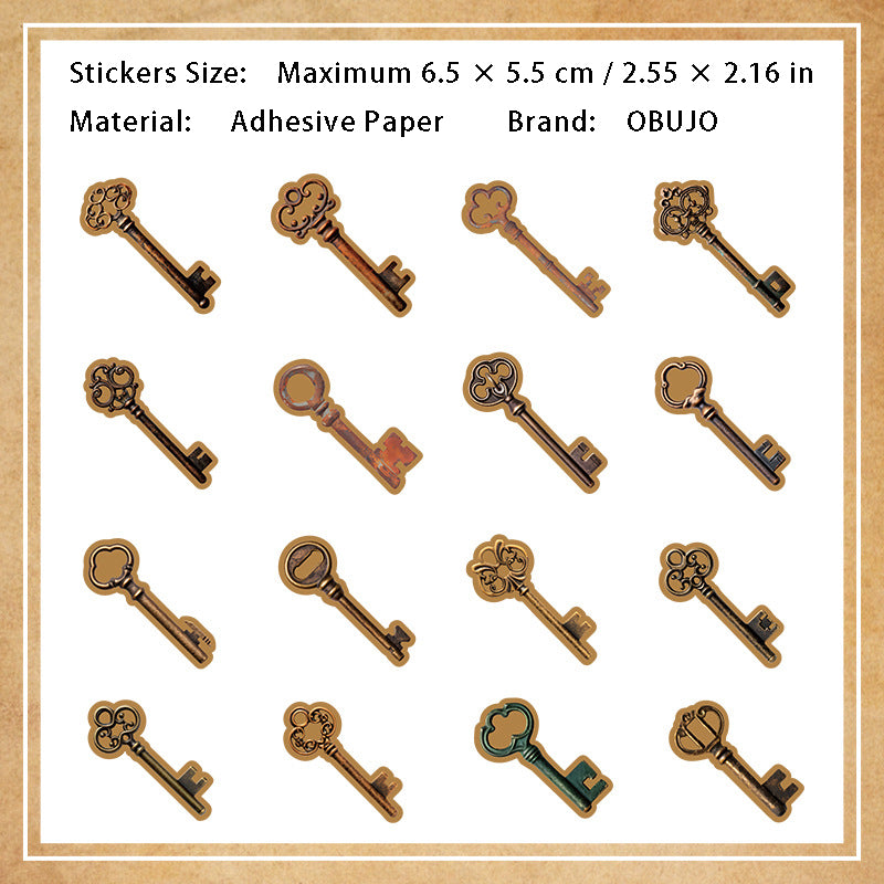 16 Pcs Vintage Object Stickers JSQM