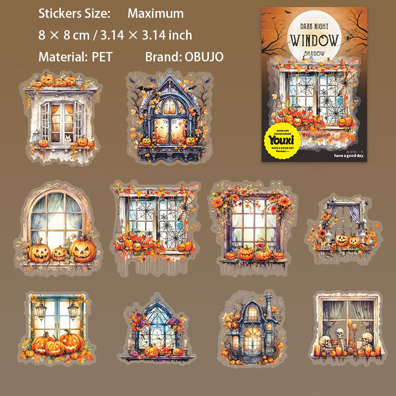10 Pcs Halloween Windows PET Stickers AYCY