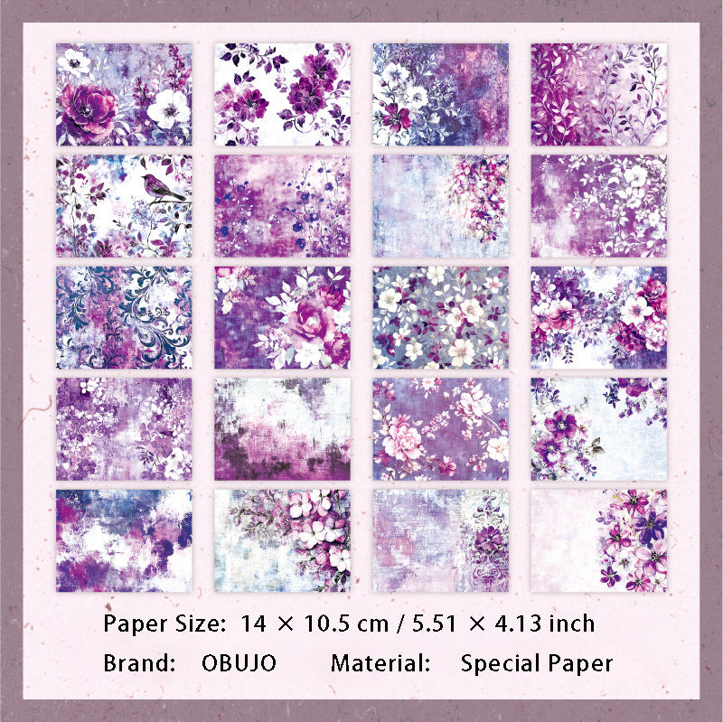 20 Sheets Floral Scrapbook Paper FGHJ