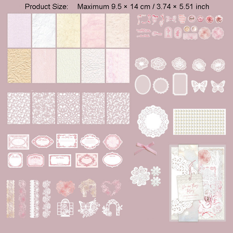 126 Pcs Lace Theme Scrapbook Supplies Kit SHDSJ