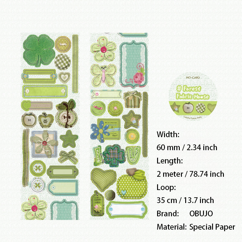 1 Roll Fabric Themed Stickers Tape CBPD