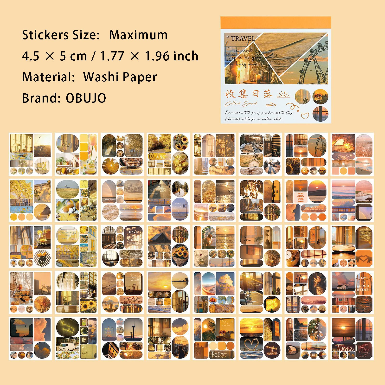 40 Sheets Aesthetics Washi Stickers Book SZLKDF