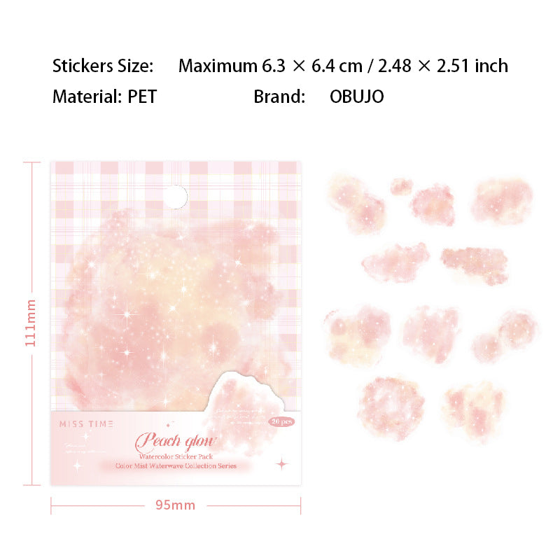 20 Pcs Watercolor Themed PET Stickers CWSY