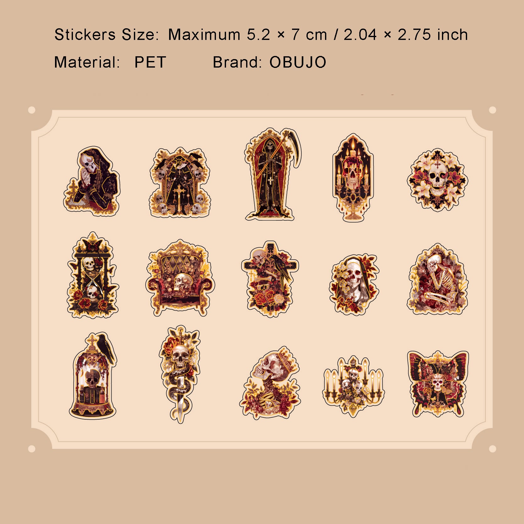 30 Pcs Undead Theme PET Stickers WLXQ