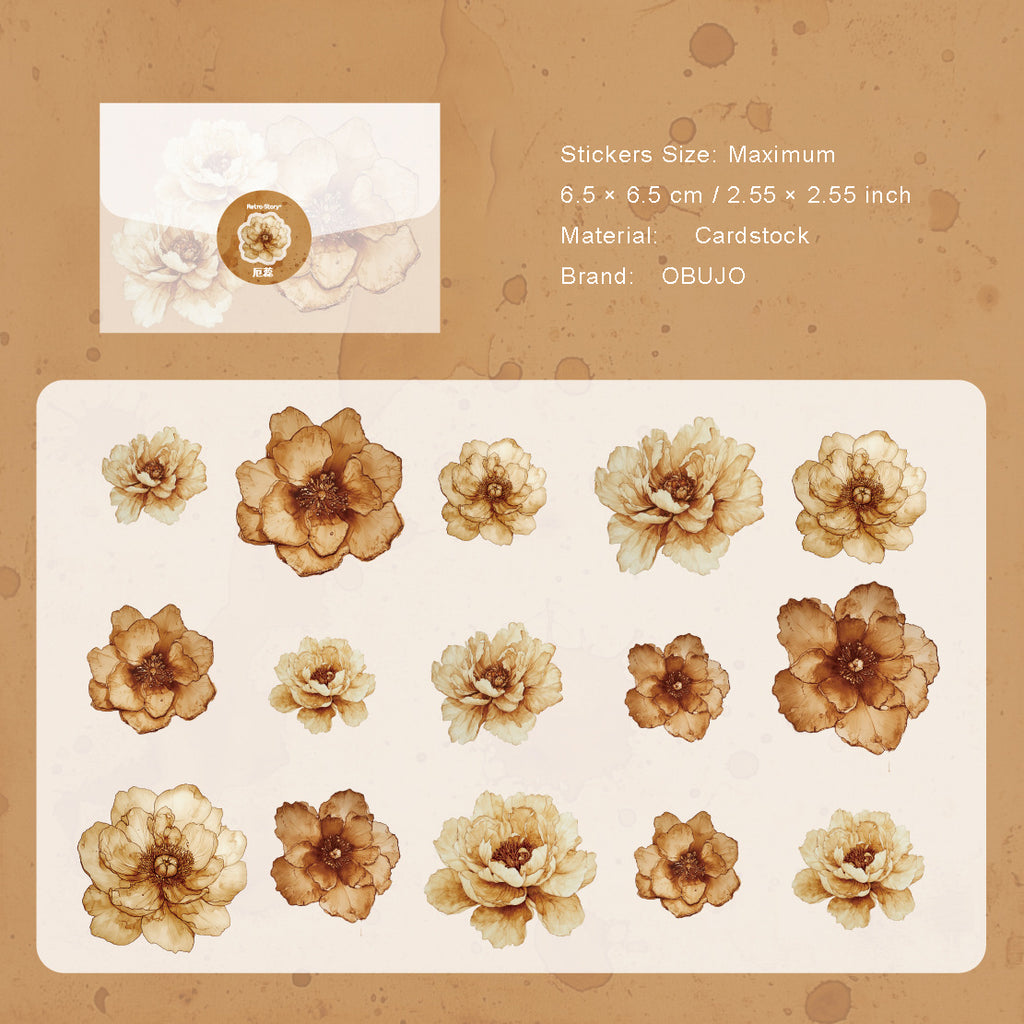 15 Pcs Autumn Pressed PET Stickers KZXL