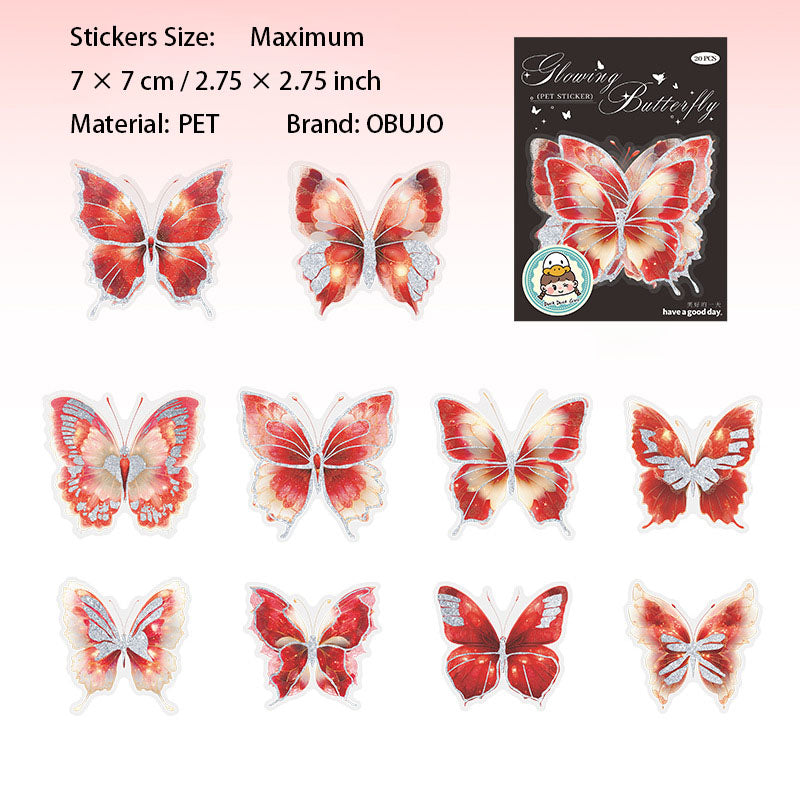 20 Pcs Butterfly PET Stickers LGHD