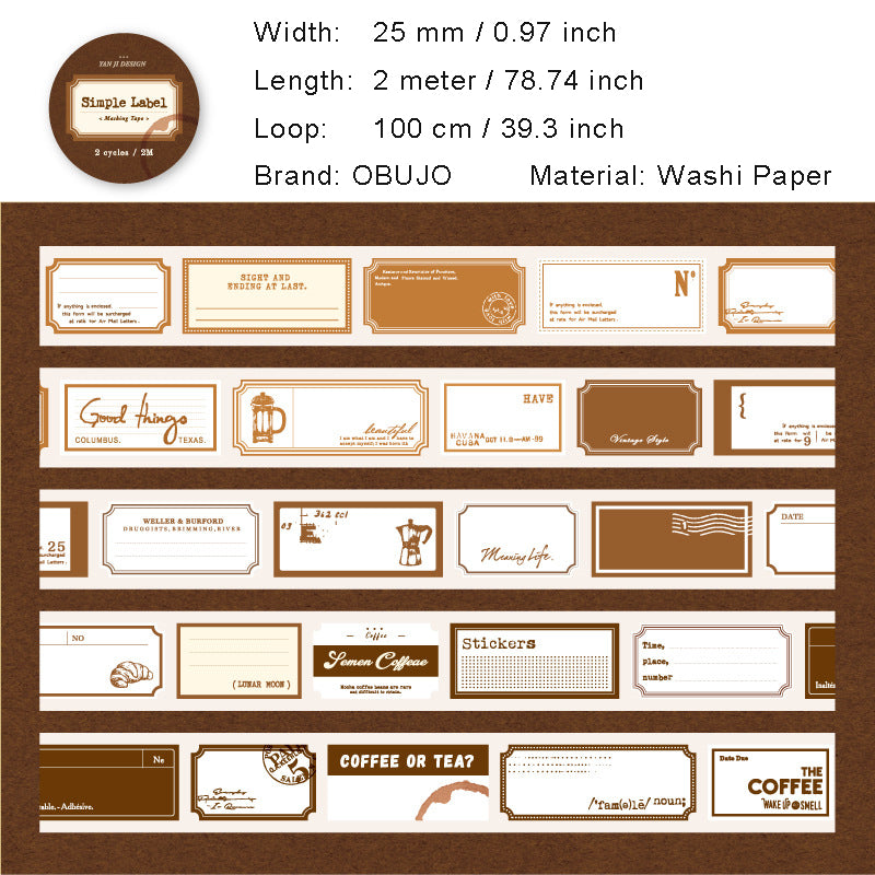 1 Roll Label Washi Stickers Tape JDBQ