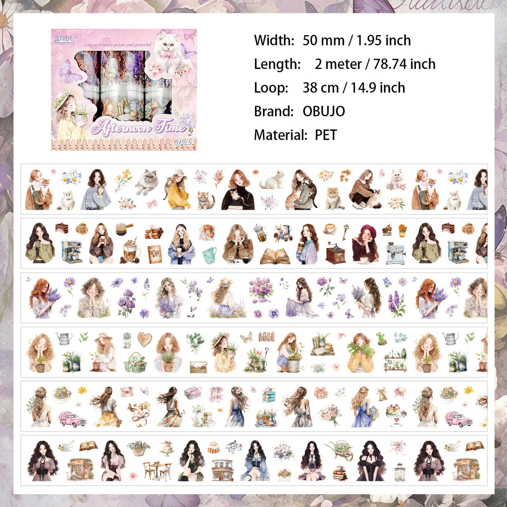 6 Roll Girl Lifestyle PET Stickers Tapes NMSP