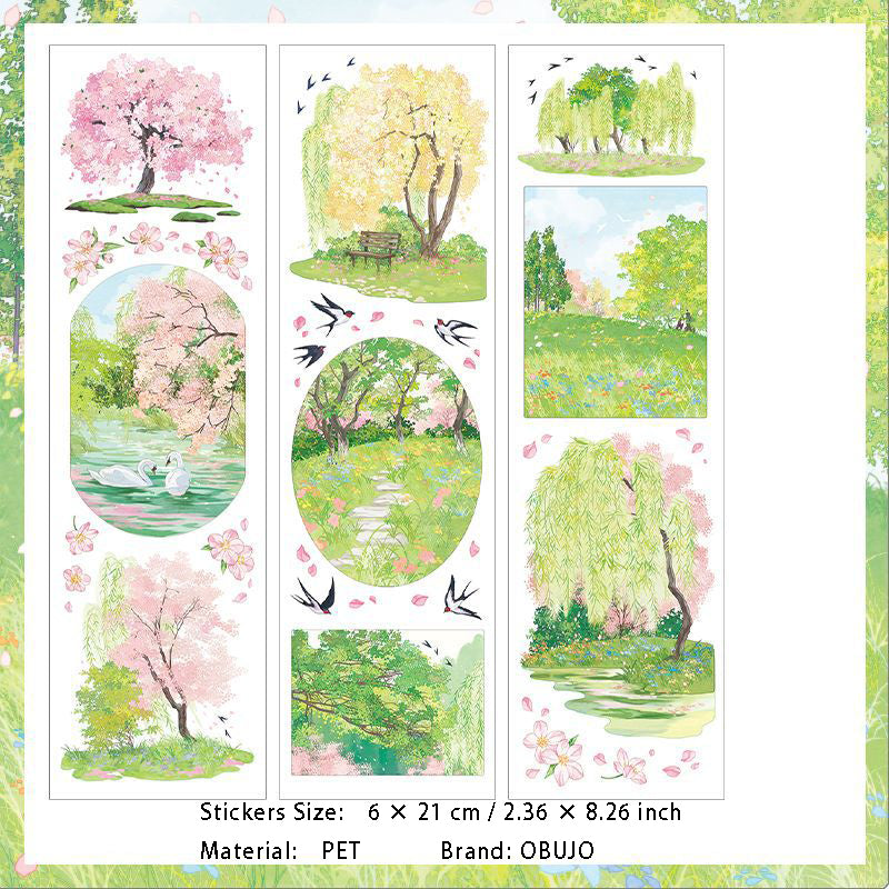 6 Pcs Garden Spring PET Stickers CGZX