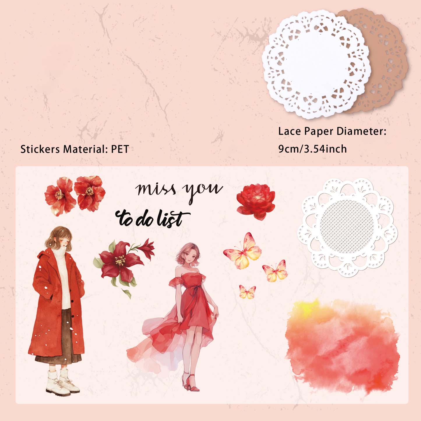 30 Pcs Lace Paper and Girl Stickers HYXL