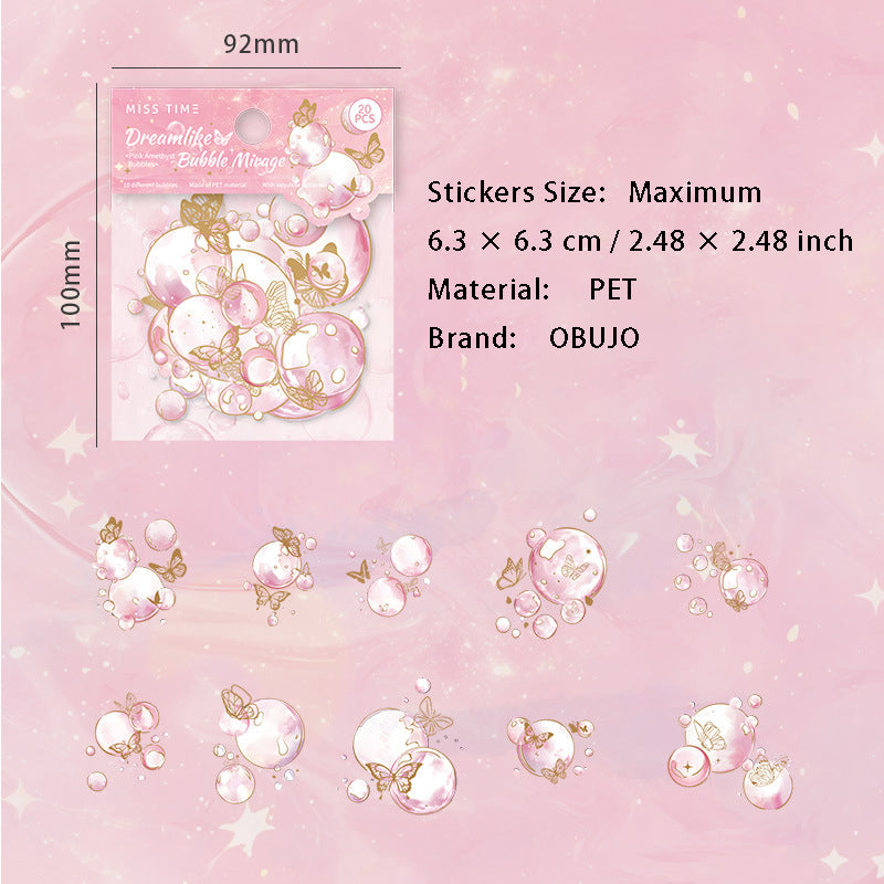 20 Pcs Gold Foil PET Stickers QMPY