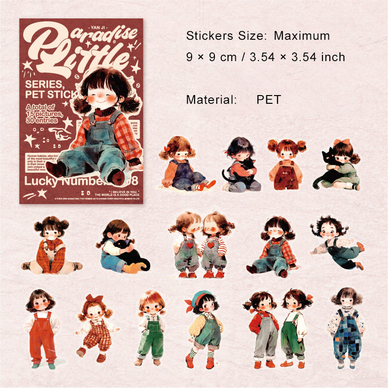 30 Pcs Childhood Theme PET Stickers XXLY