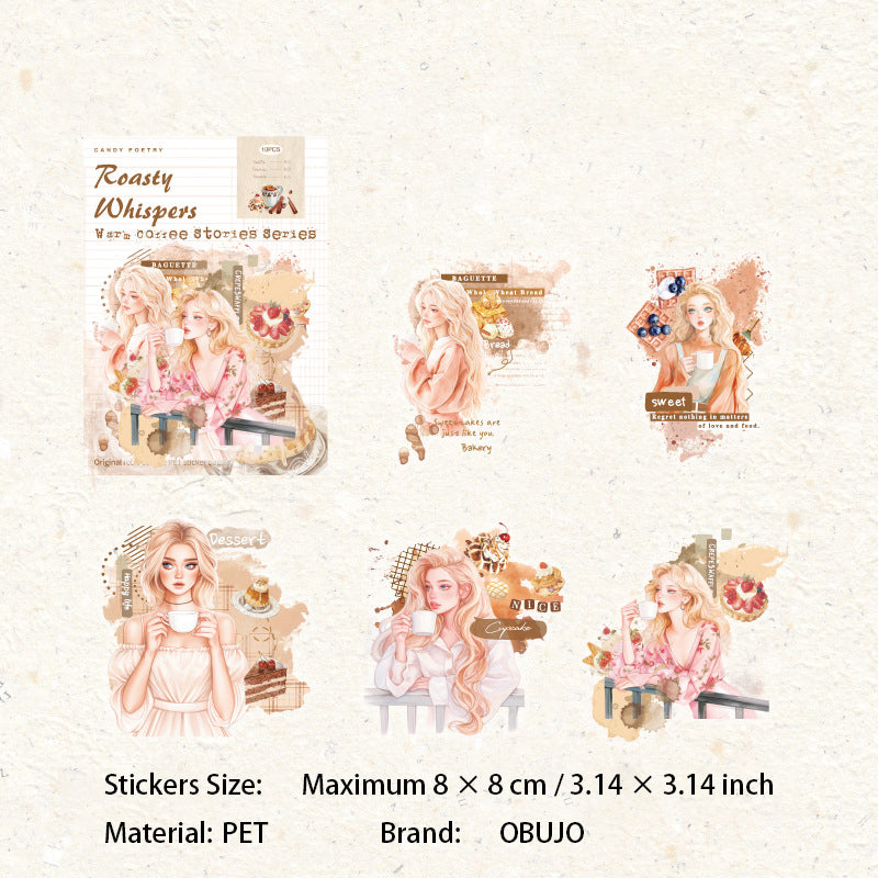 10 Pcs Warm Girl PET Stickers NKXT