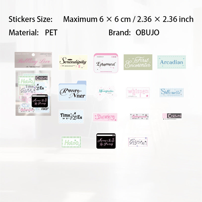 30 Pcs Aesthetic Words PET Stickers RRJS