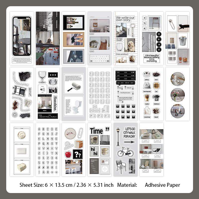 20 Sheets Aesthetic Journal Stickers Book RCFX