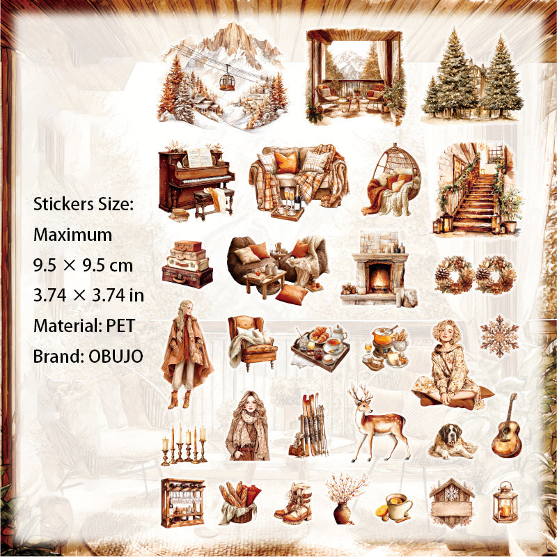 20 Pcs Cozy Winter PET Stickers WNSG