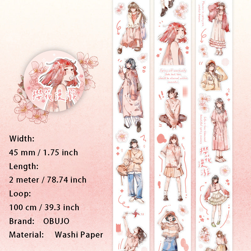 1 Roll Girl Theme Washi Stickers Tape SJHY