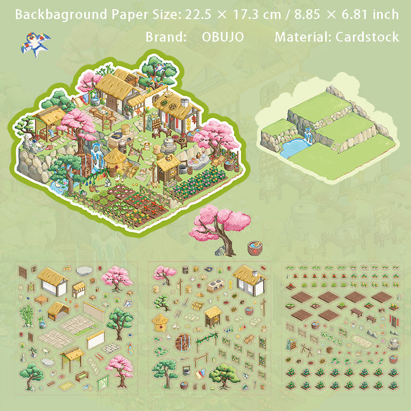3D Garden Farm Scene DIY Stickers Kit with Tweezer THYJ