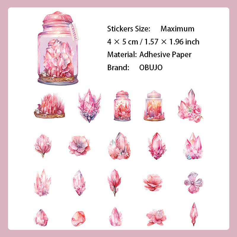 20 Pcs Crystal Flower PET Stickers HJWY