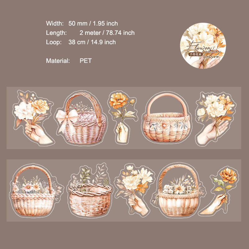 1 Roll Flower Basket PET Stickers Tape CHSJ