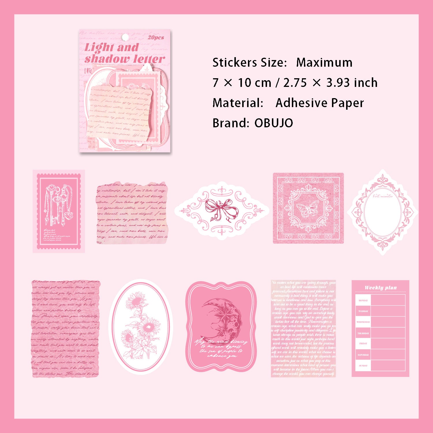 20 Pcs Vintage Journal Stickers GYXJ