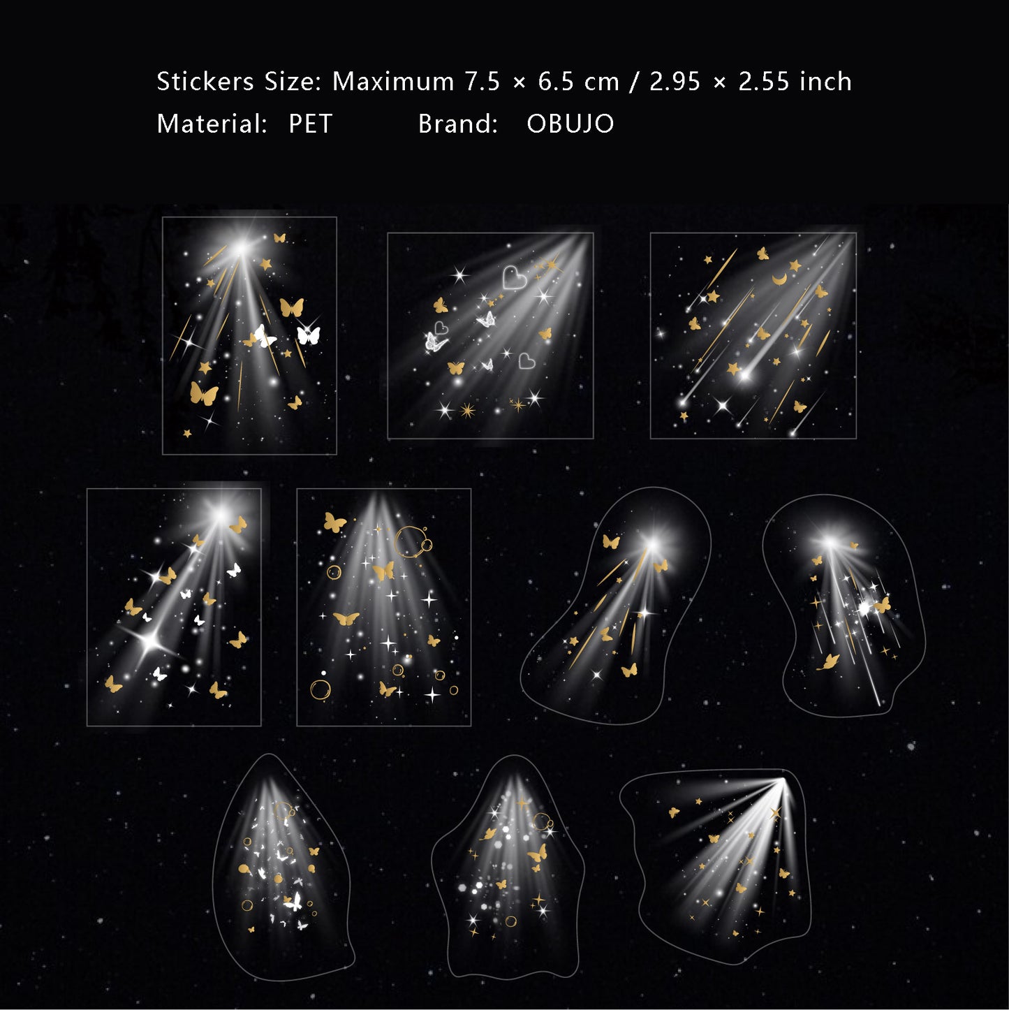 20 Pcs Fantasy Light PET Stickers HGFJ