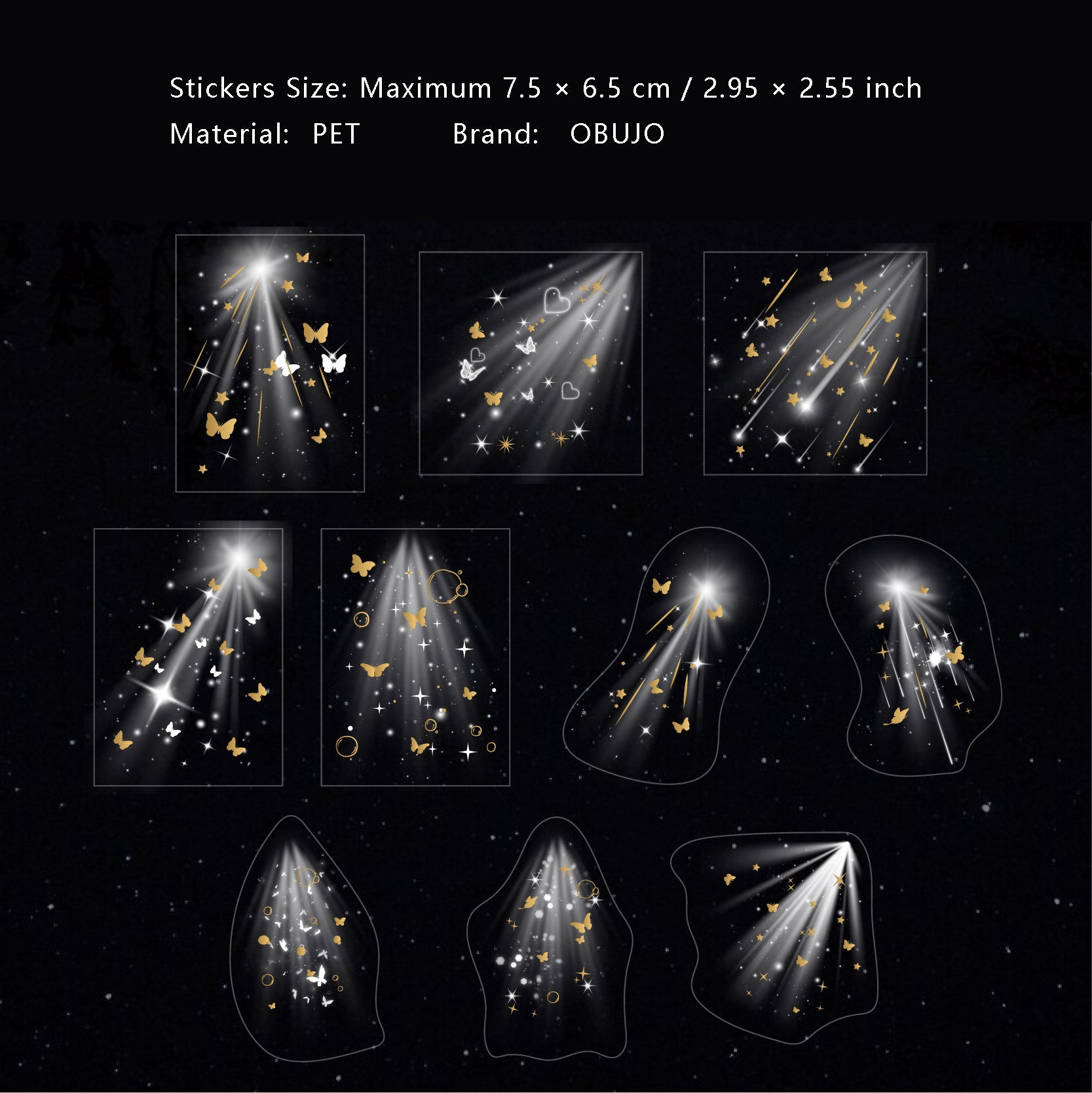 20 Pcs Fantasy Light PET Stickers HGFJ
