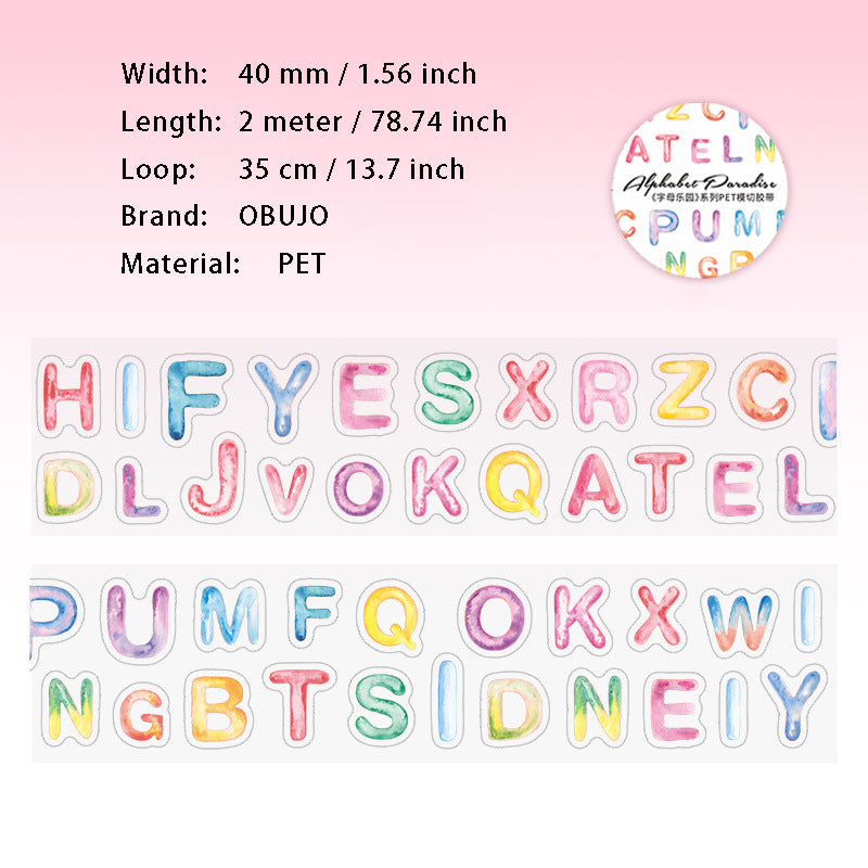 1 Roll Colorful Letter PET Stickers Tape ZMLY