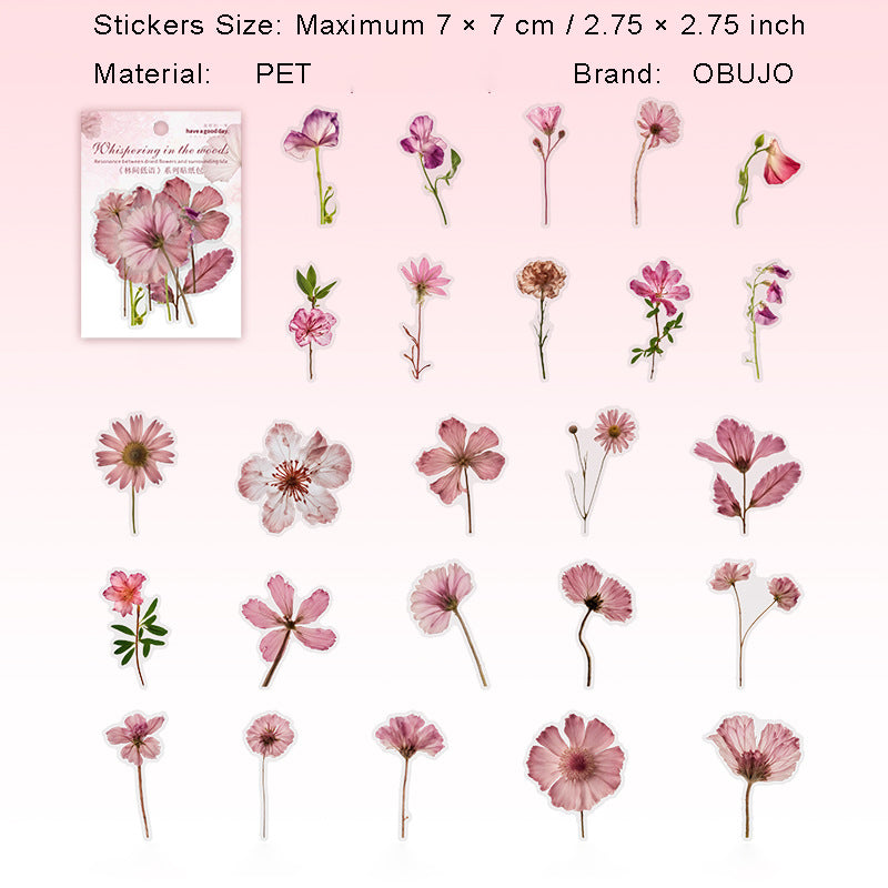 50 Pcs Pressed Flower PET Stickers LJDY