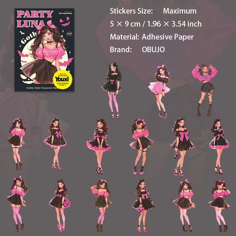 15 Pcs Halloween Party Girl Stickers LNPD