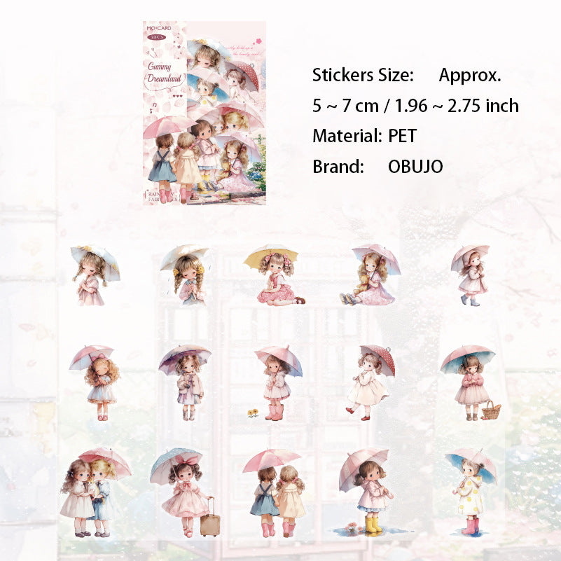 30 Pcs Rainy Childhood PET Stickers YJTH