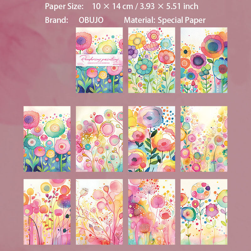 30 Pcs Watercolor Floral Journal Paper YRHH